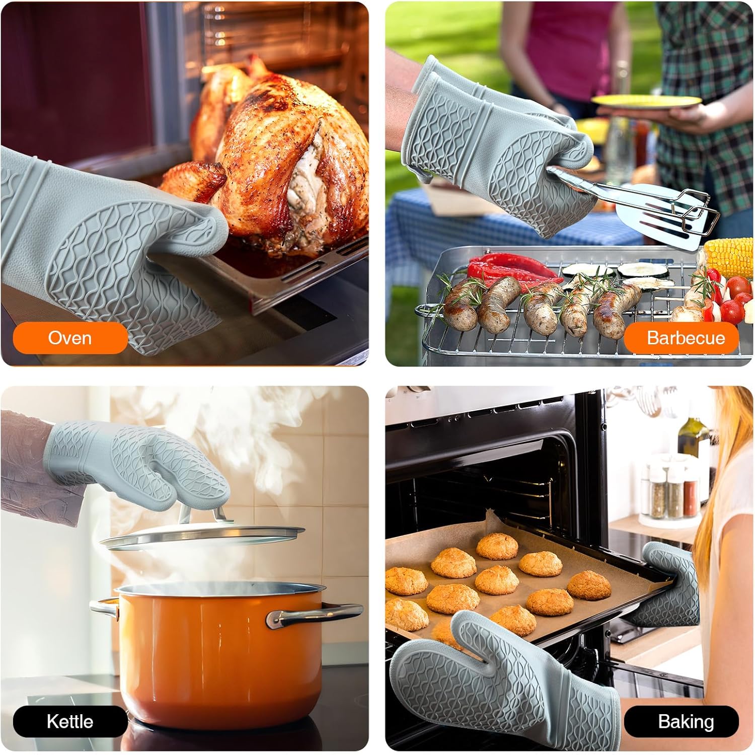 HEESEE Heat-Resistant Silicone Oven Mitts