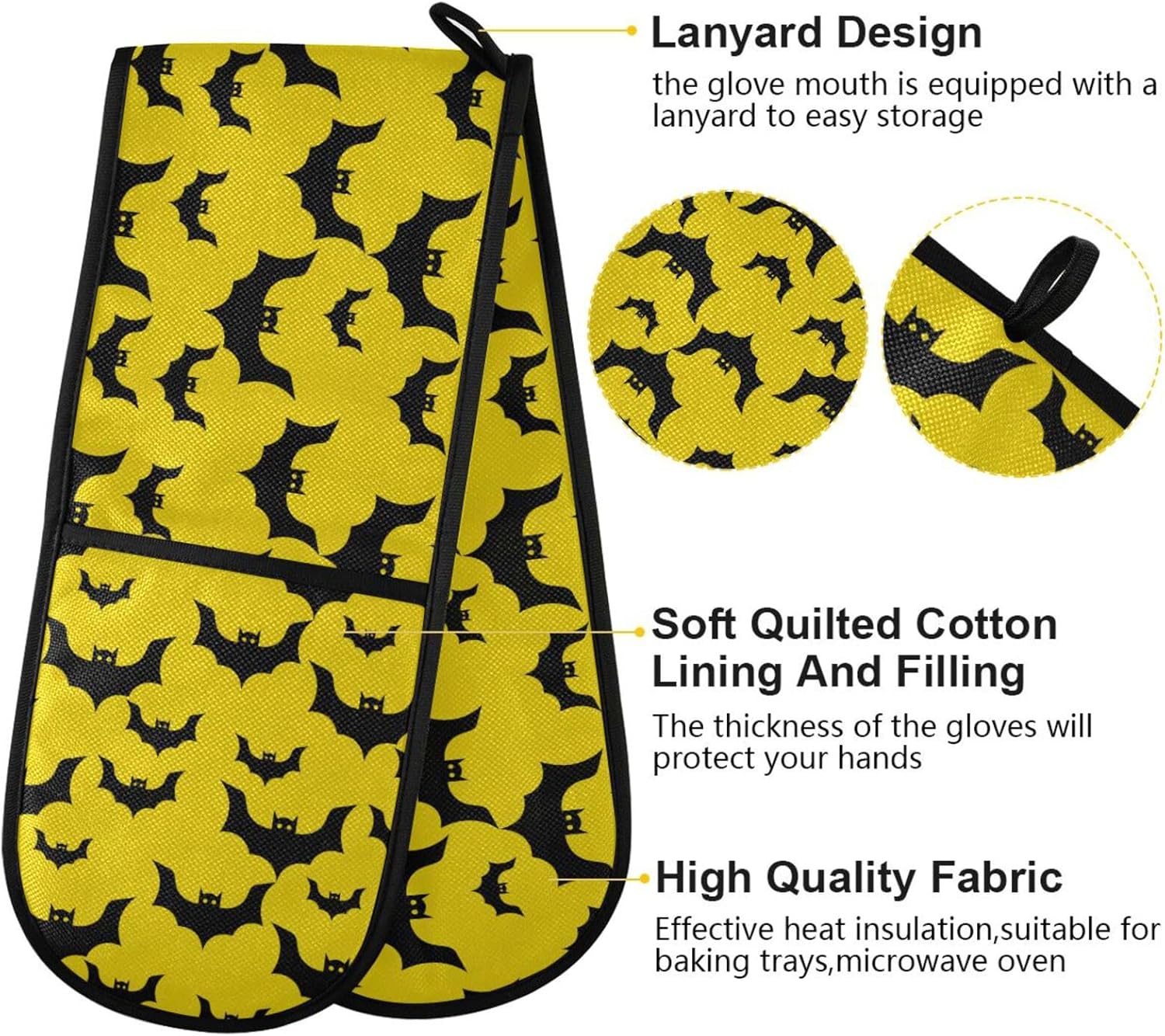 Fygkptb Halloween Flying Bats Oven Mitts