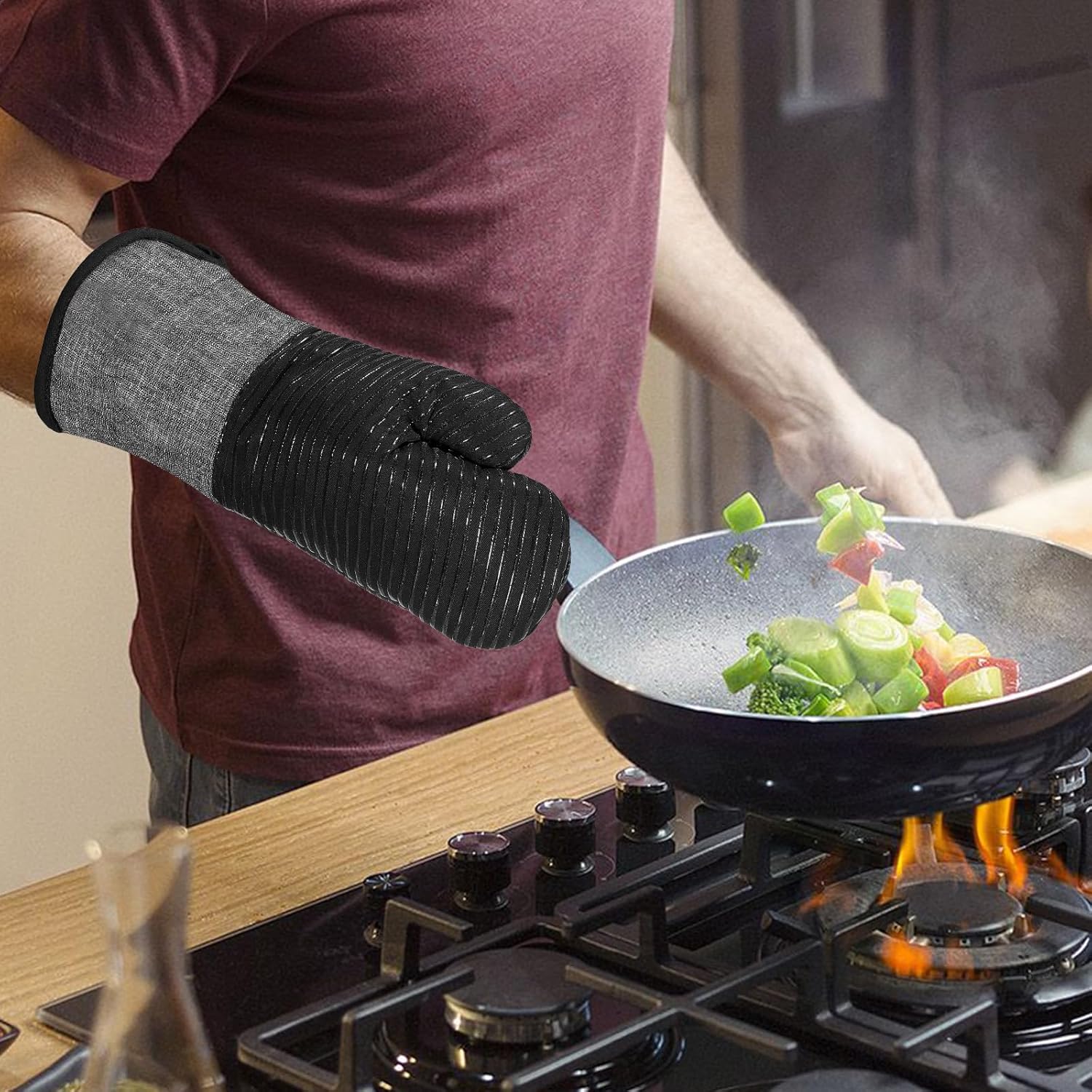 Premium Silicone Oven Mitts Set for Baking Grilling