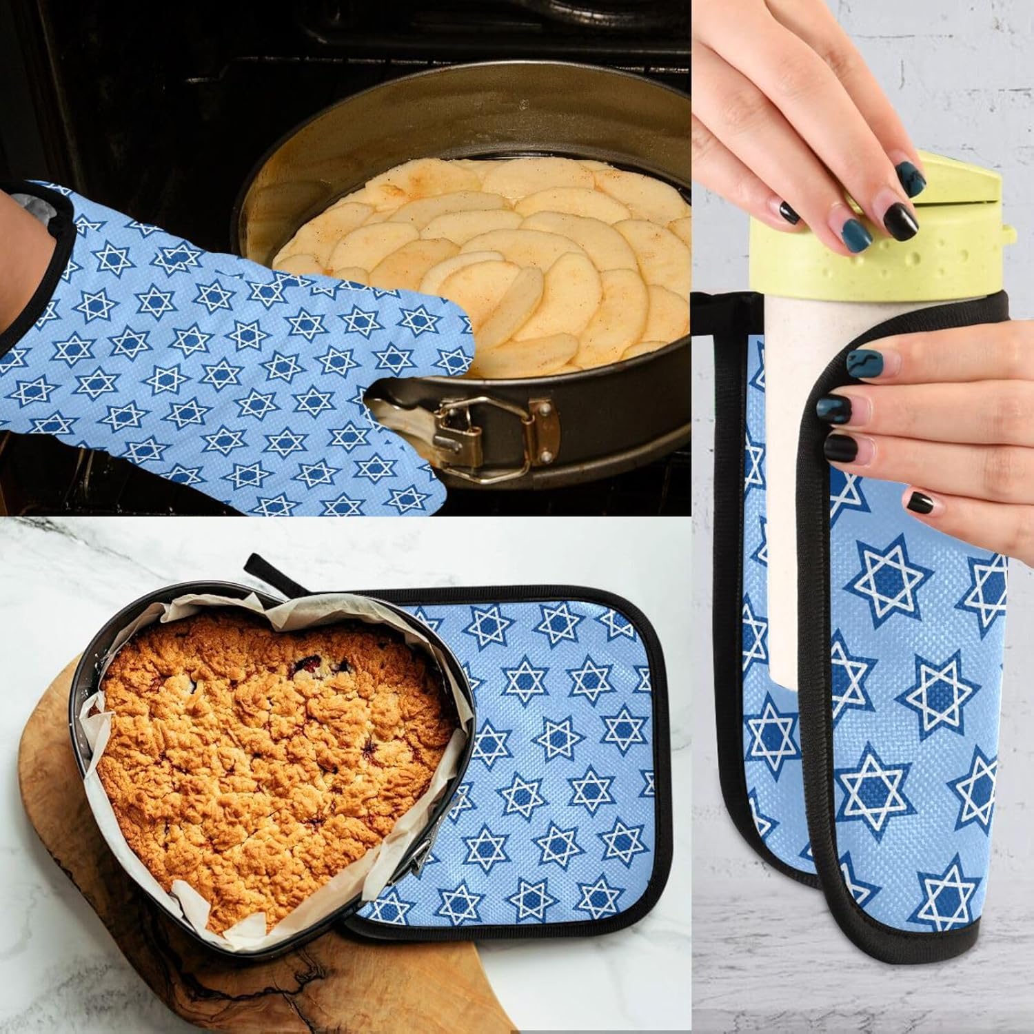 EtherSpher Star of David Oven Mitts and Pot Holder Set