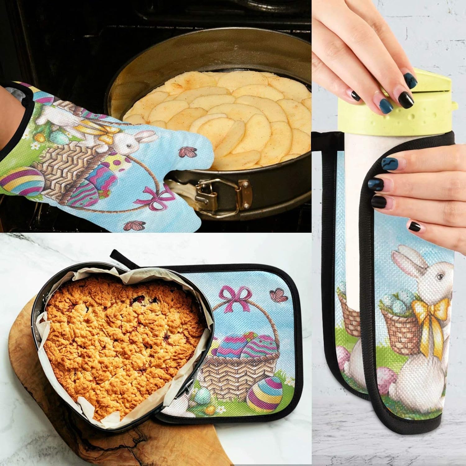 Happy Easter Bunny Oven Mitts