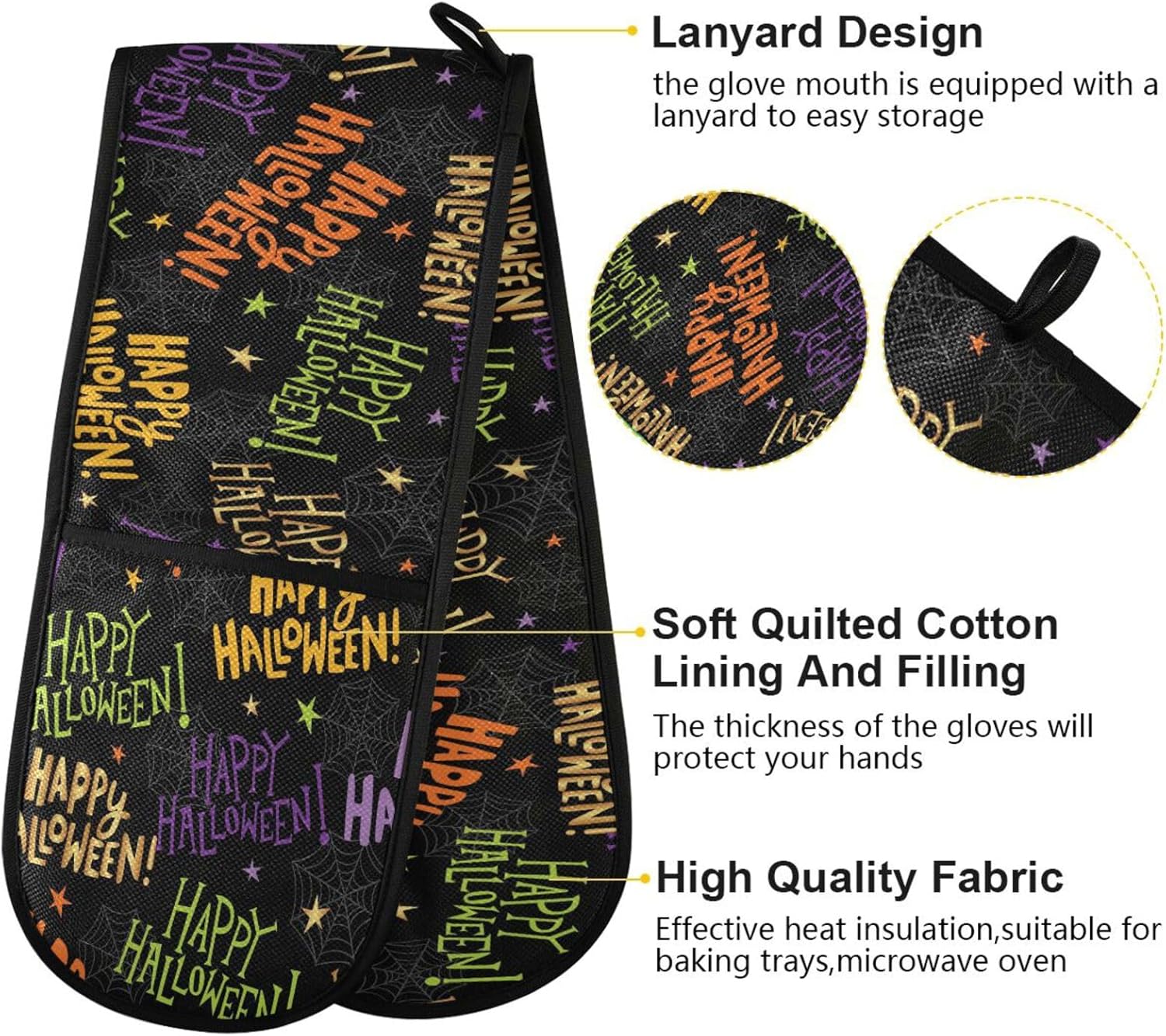 ZZXXB Happy Halloween Heat-Resistant Oven Mitts for Kitchen Use