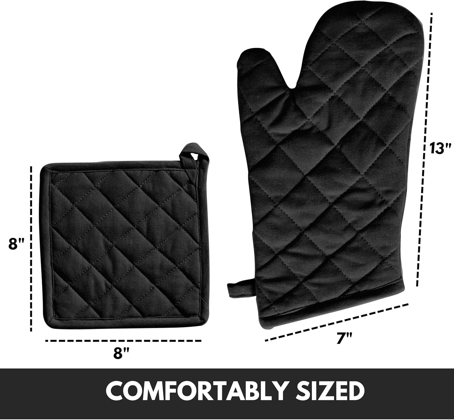 Oven Mitt Pot Holder Set 100 Cotton for Cookers