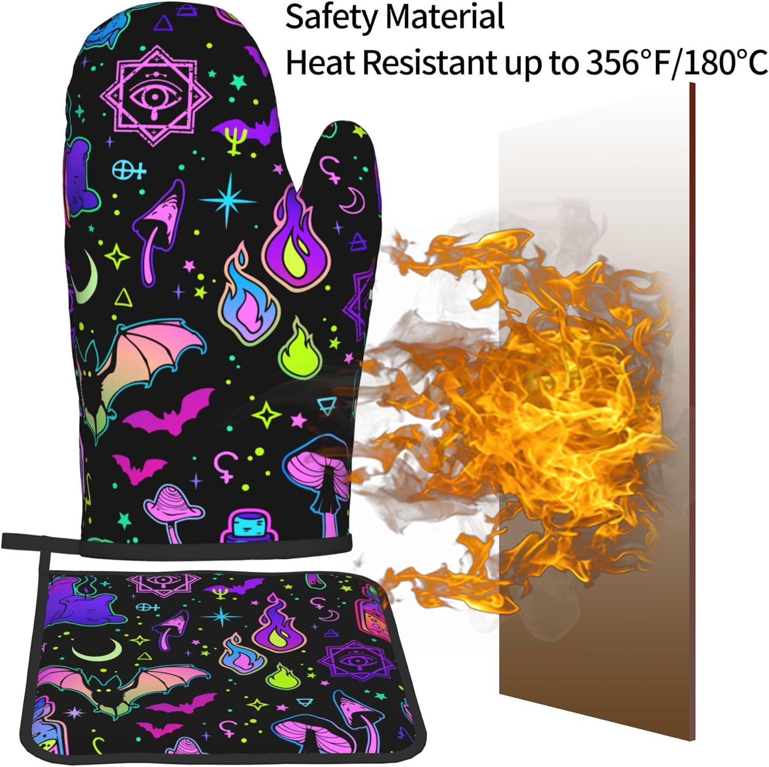 Fashionable High-Quality Halloween Goth Witchy Oven Mitts and Potholders