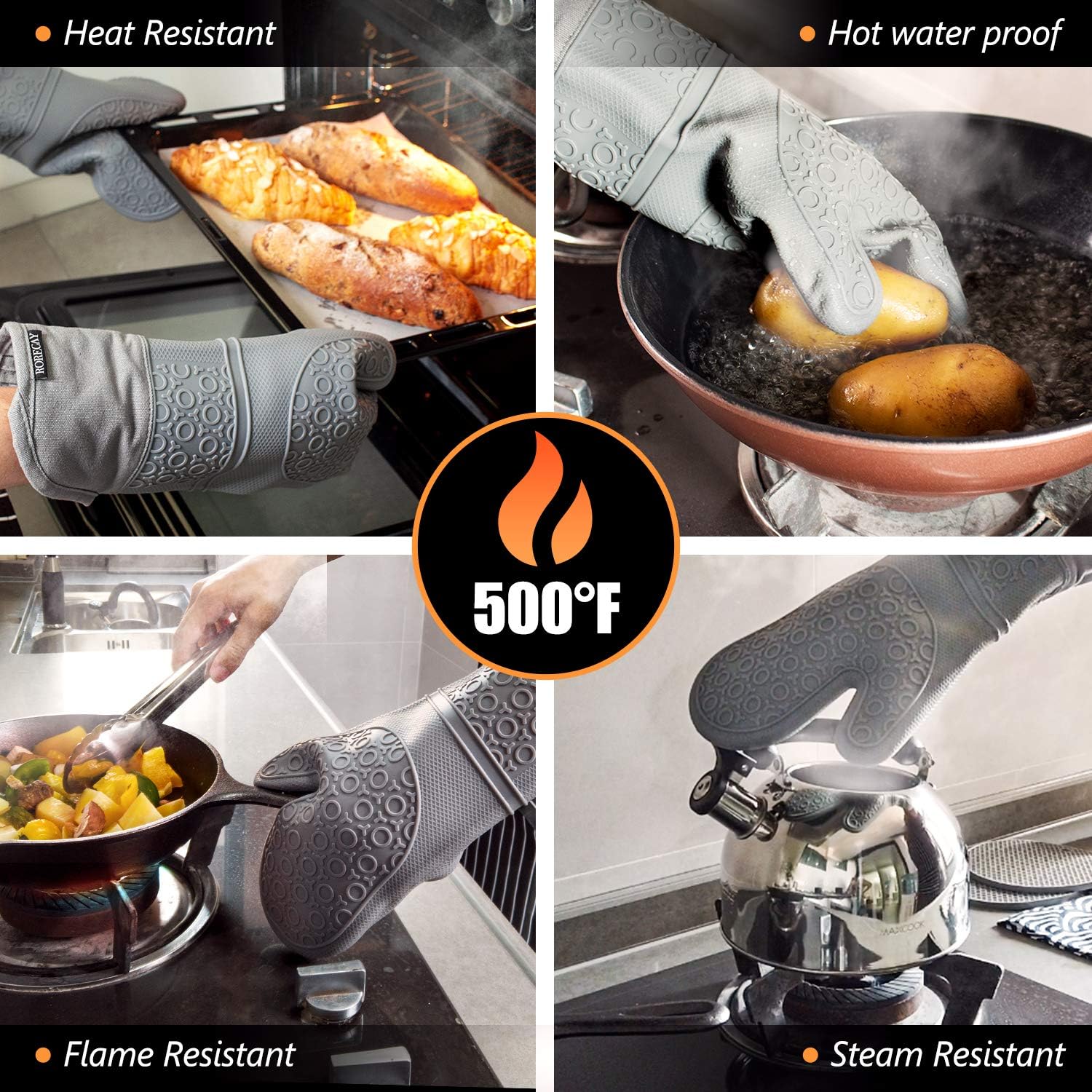 Rorecay Oven Mitts and Pot Holders Sets