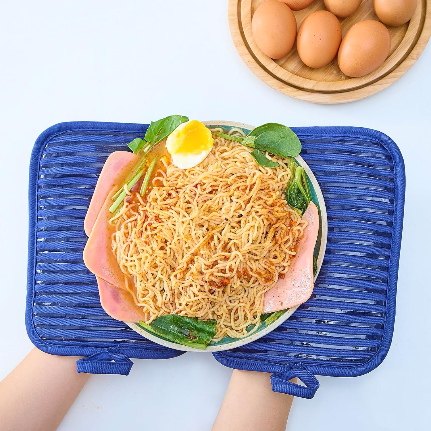 KLNYOO Heat Resistant Silicone Pot Holder Set for Kitchen Pots Pans