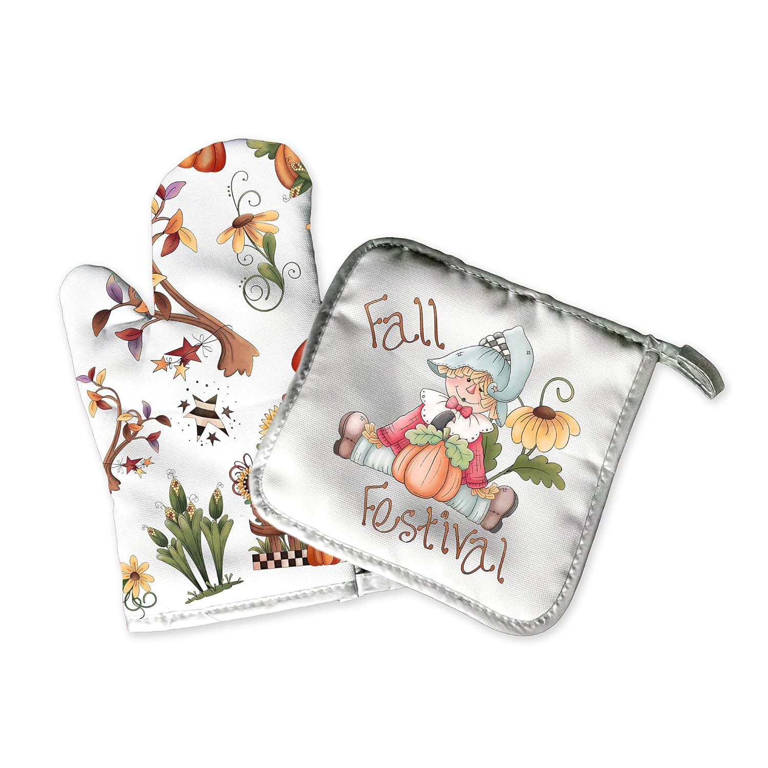 Autumn Potholder and Oven Mitt Set Halloween Family Reunion