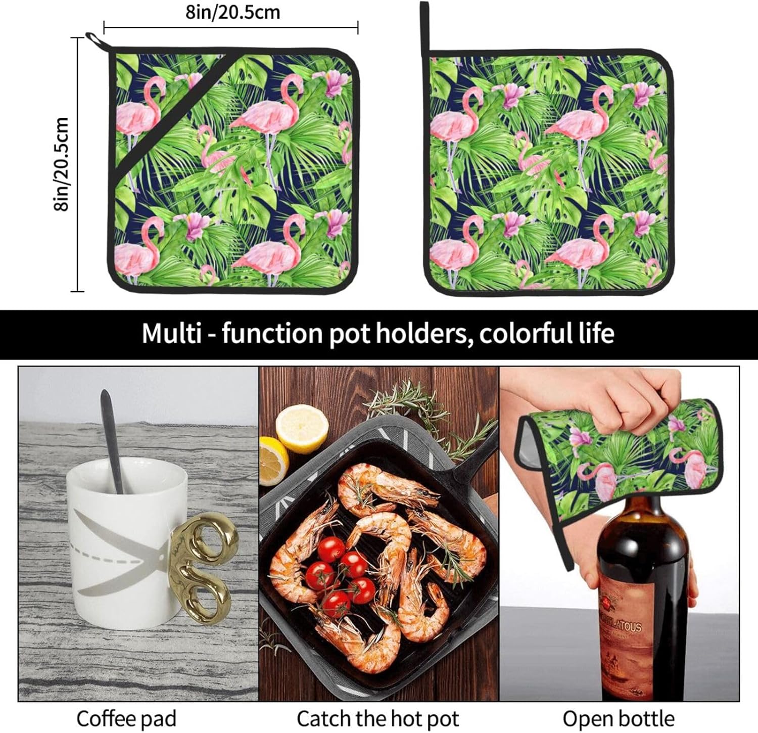 Elegant Heat-Resistant Flamingo Potholders for Kitchen Collection