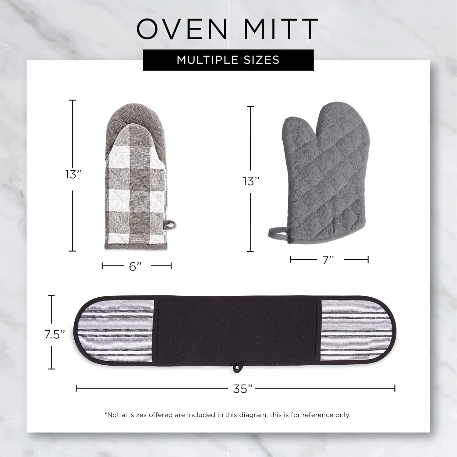 DII Lattice Basics Collection Oven Mitt Set Two-Piece Nautical Blue