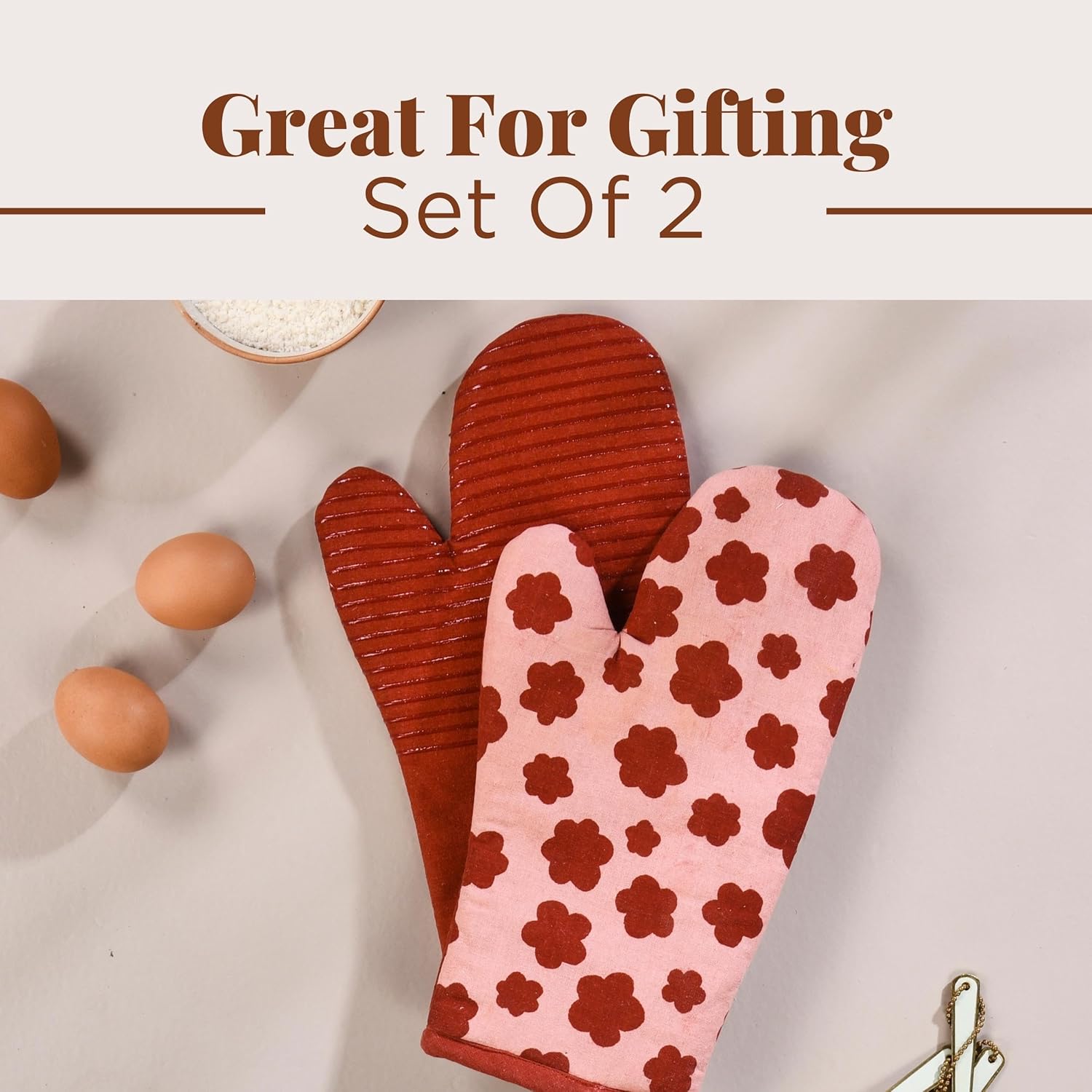 Folkulture Heat-Resistant Silicone Oven Mitred Pair 12 x 55