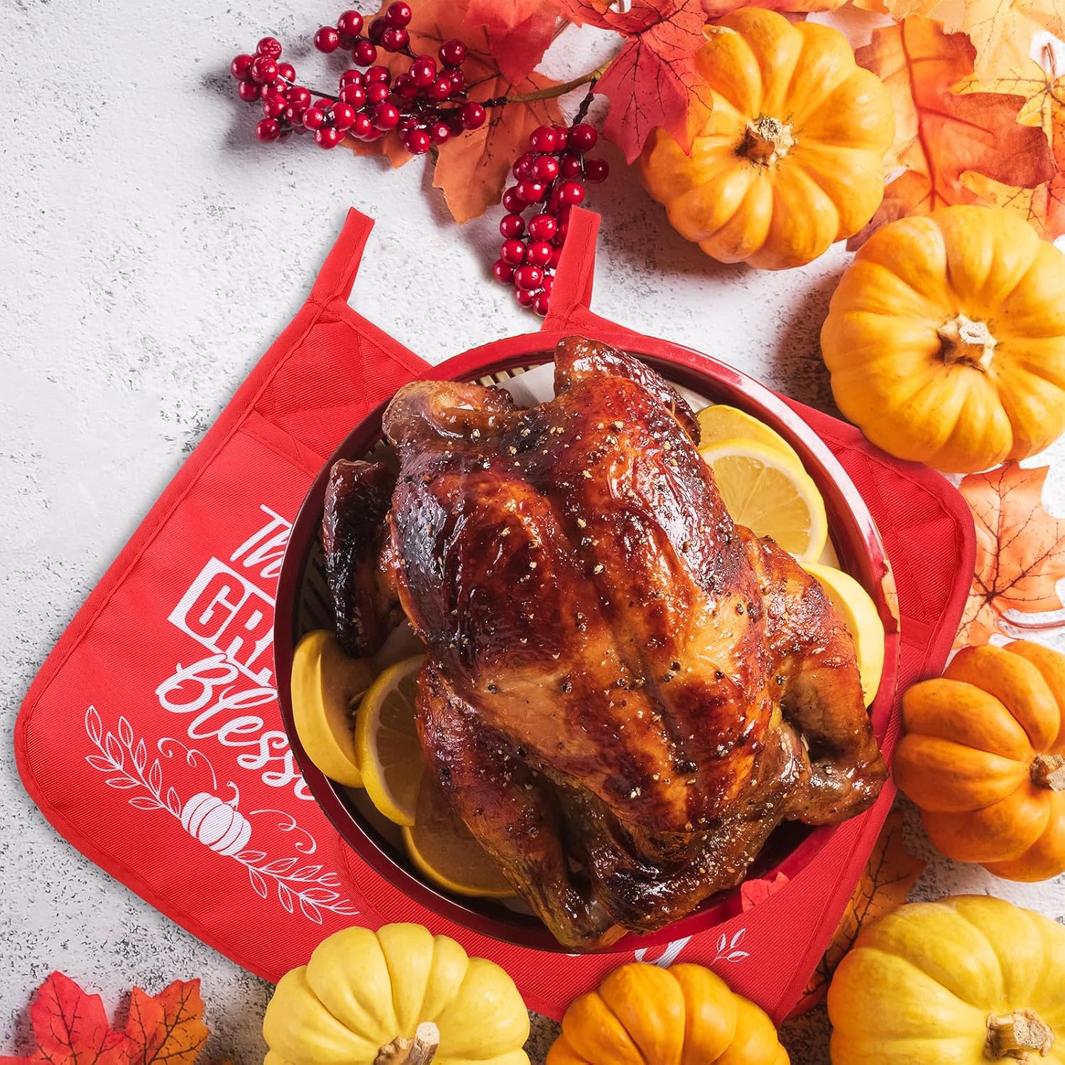 Zhehao 8 Pcs Thanksgiving Pot Holders Set with Pockets