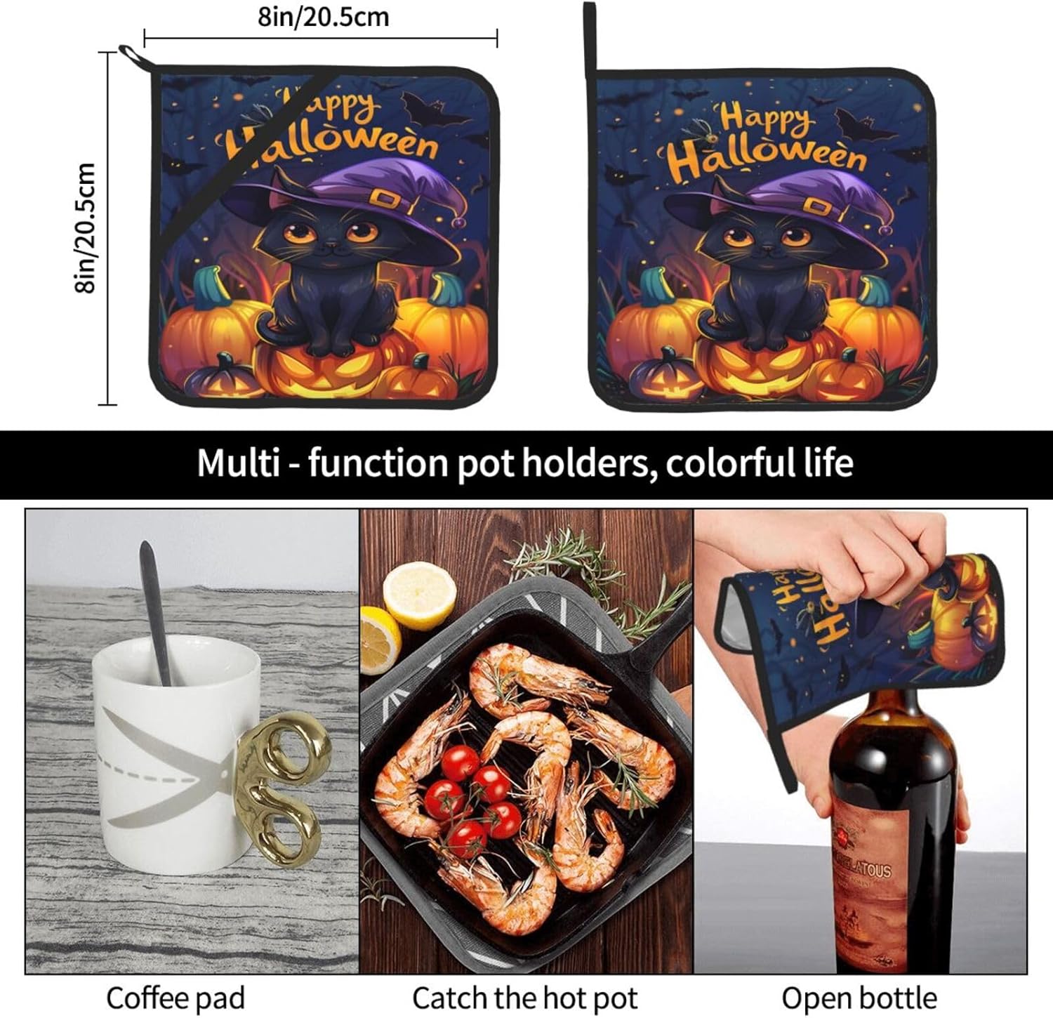 Super Spooky Halloween Cat Potholders