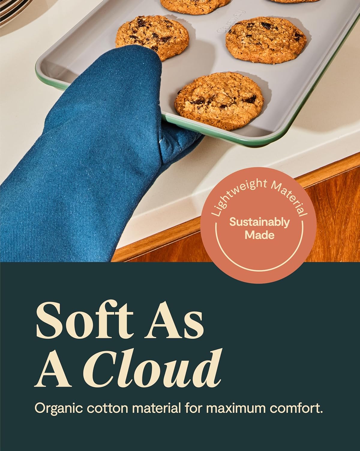 Warmth in Kitchen 100 Organic Cotton Double-Layer Oven Mitts