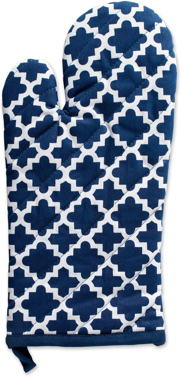 DII Lattice Basics Collection Oven Mitt Set Two-Piece Nautical Blue
