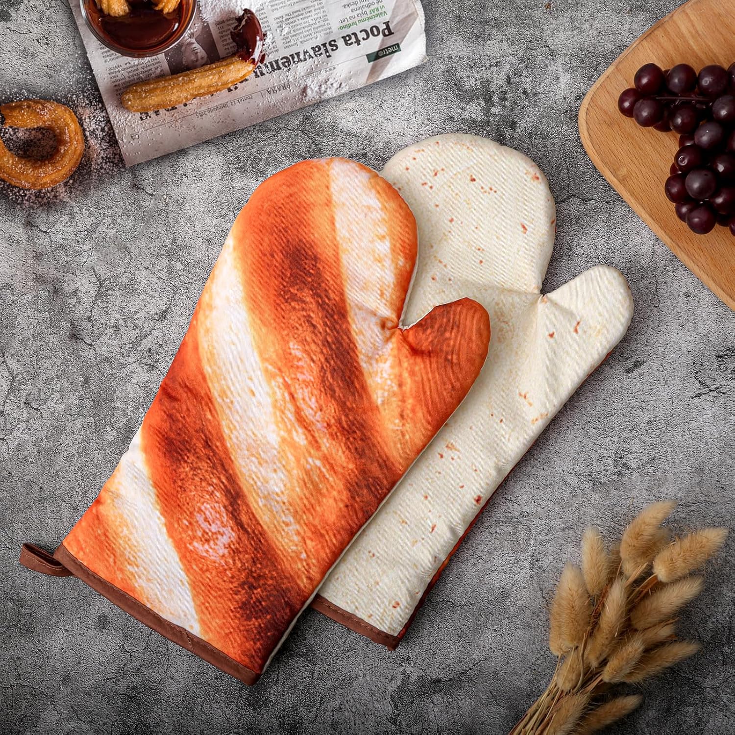 Funny Oven Mitts Baguettes and Burritos Cotton Oven Golves