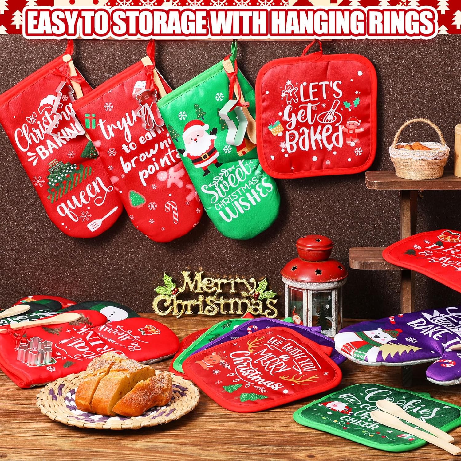 48 Piece Christmas Oven Mitt Set for Baking Lovers