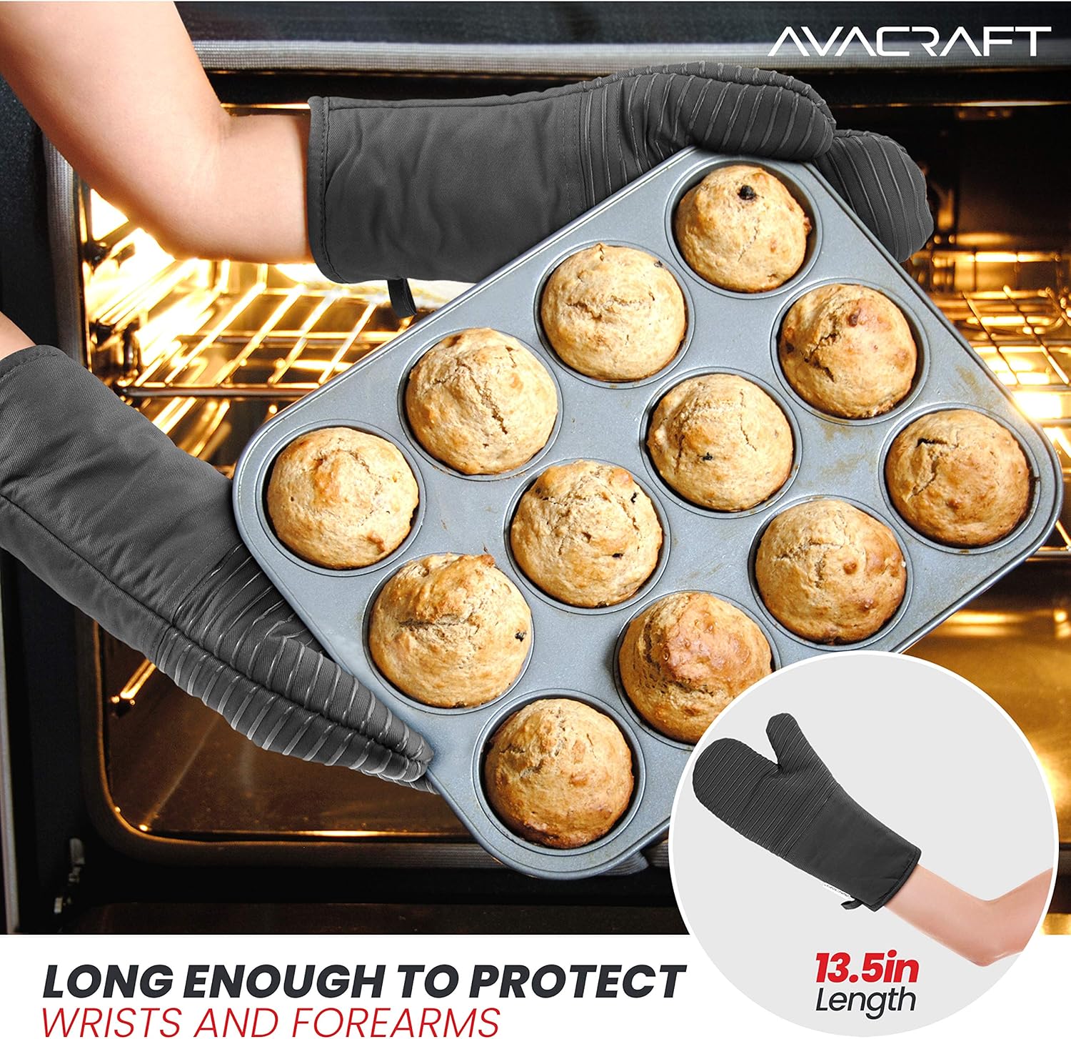 Thick Heat-Resistant Oven Mitts