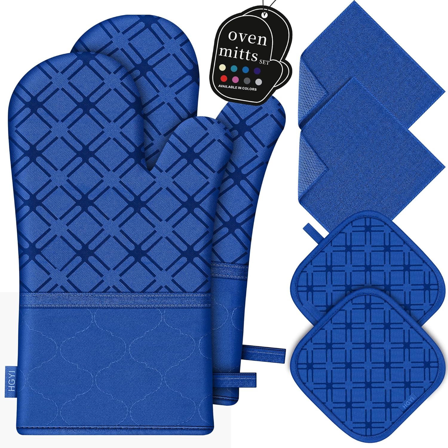 Oven Mitts and Pot Holders Set with 500 Heat Resistance Royal Blue
