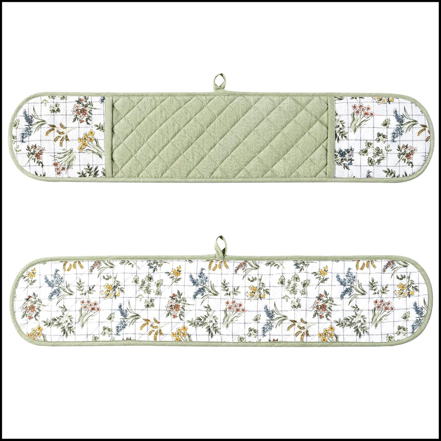 Rhoda French Countryside Quilted Oven Mitt Sage Green