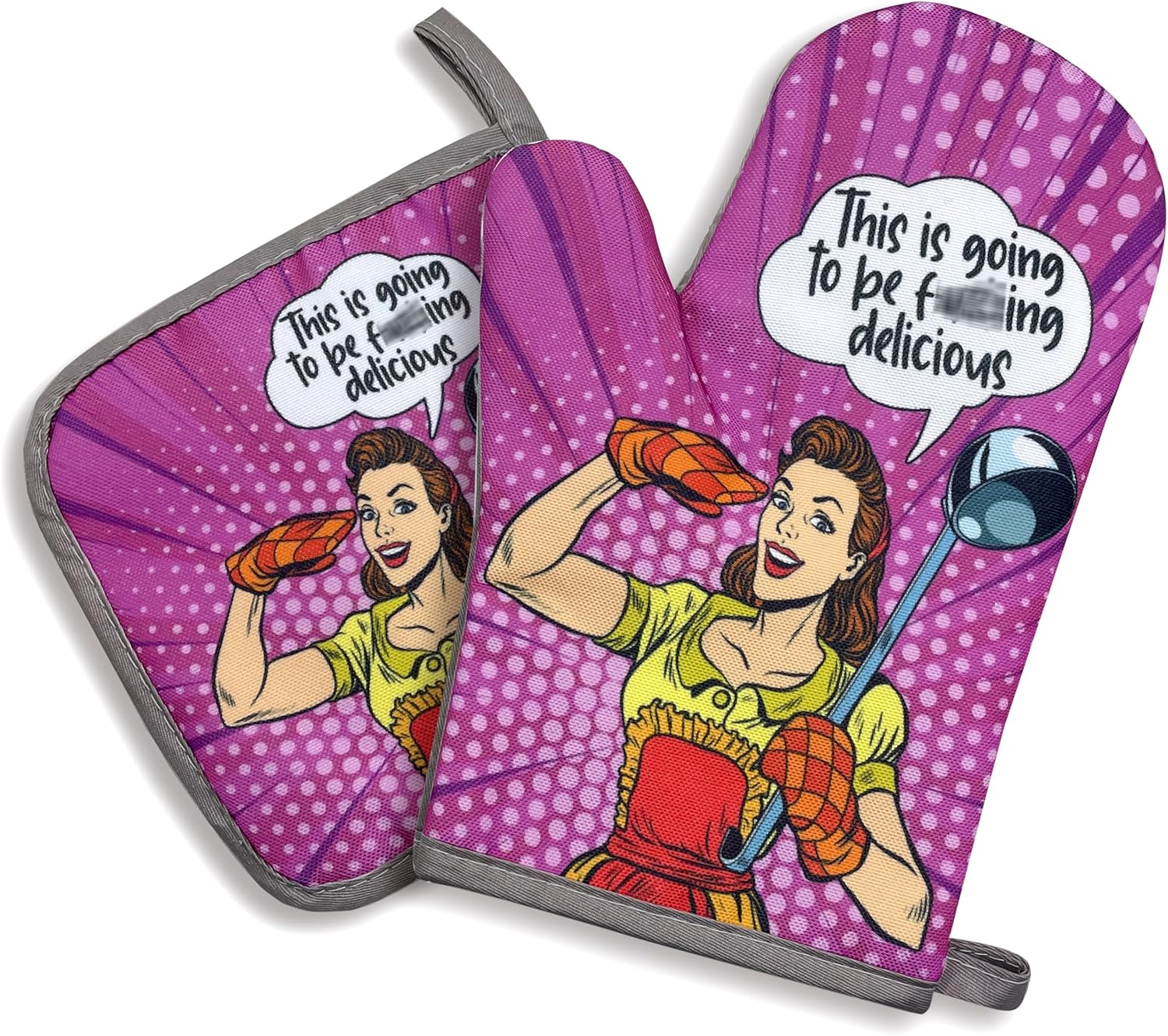 Two Funny Oven Mitts and Pot Holders Fxxxing Delicious ganizing for Mom