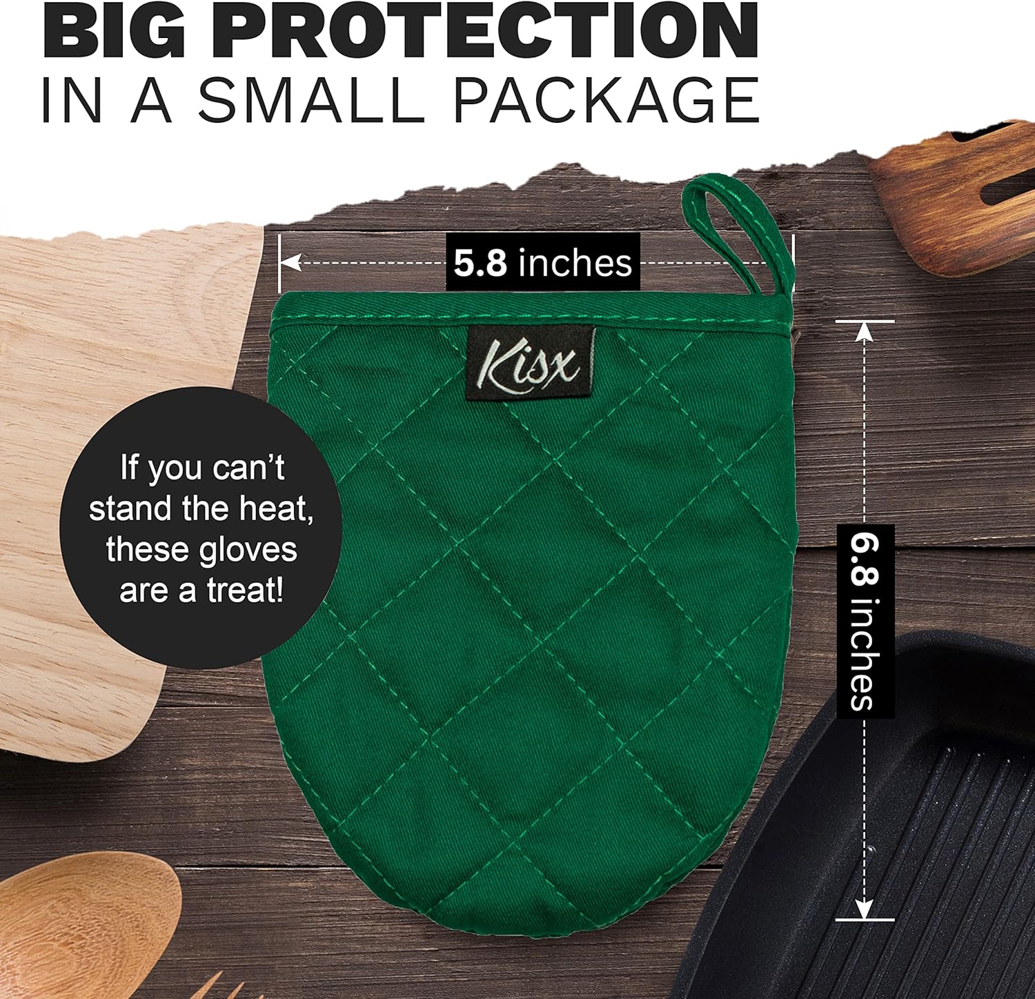 Mini Green Silicone Oven Mitts with Grip Heat Resistant Cooking Gloves Set