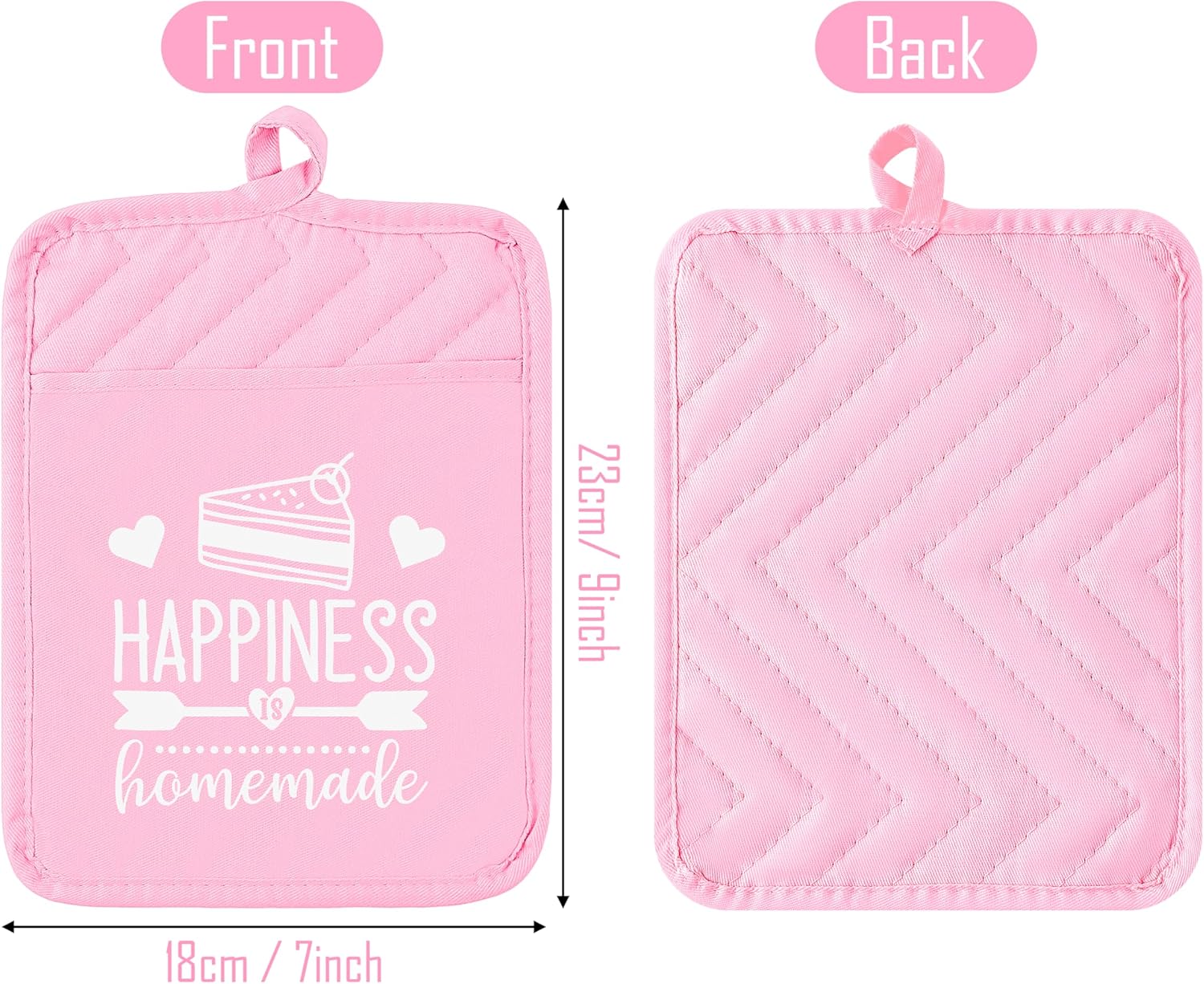 GROBRO7 5-Piece Gradient Pink Cotton Potholders Set