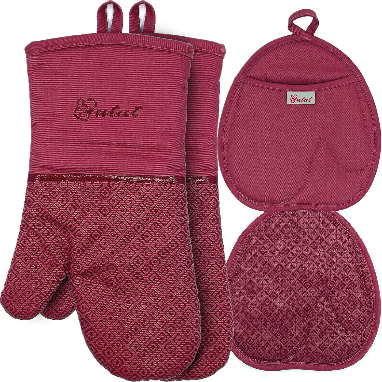 Yutat 4 Piece Oven Mitts and Pot Holders Set