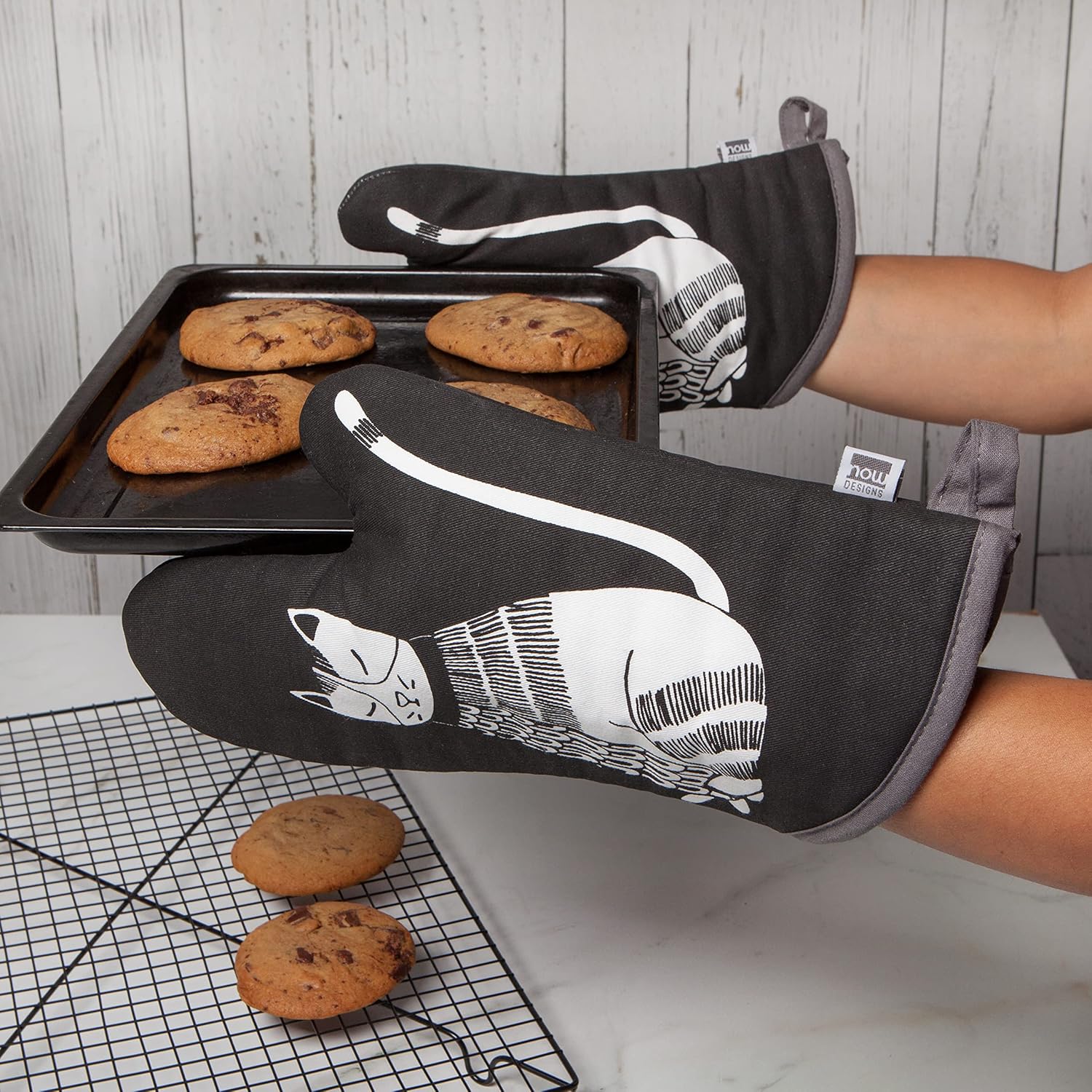 Now Designs Basic Oven Mitt Heat-Protected Purr Party 2 Count