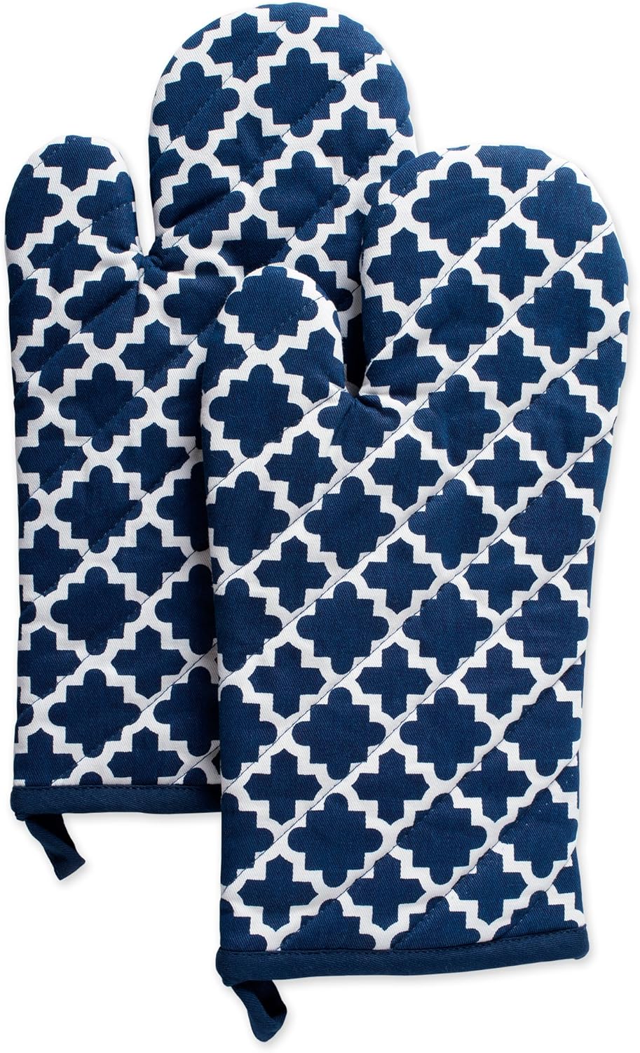 DII Lattice Basics Collection Oven Mitt Set Two-Piece Nautical Blue