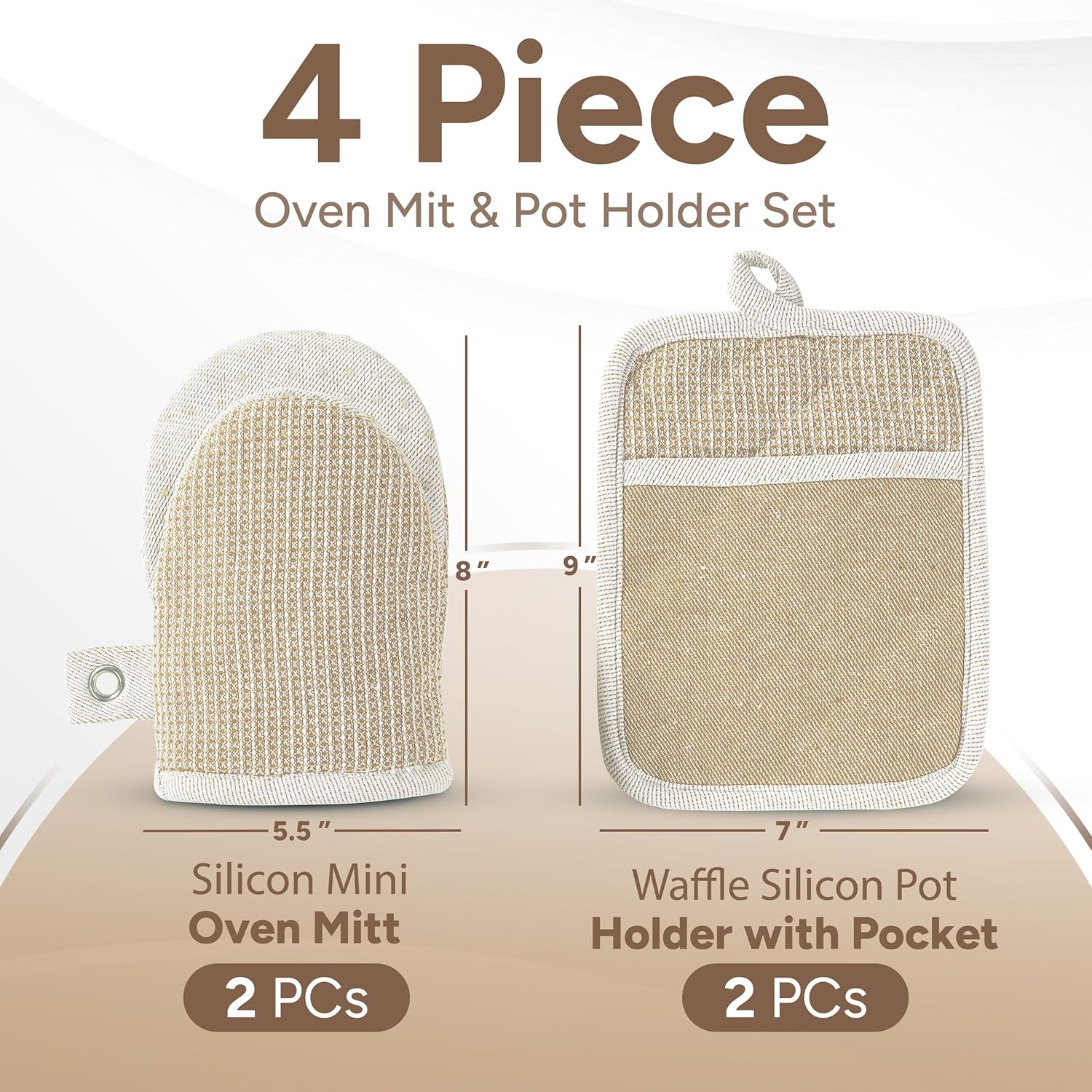 Casa Platino Mini Oven Mitts Silicone Pot Holders Set - Heat-Resistant KitchenEssentials