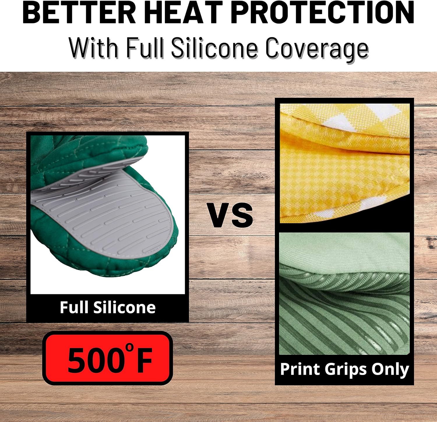 Mini Green Silicone Oven Mitts with Grip Heat Resistant Cooking Gloves Set