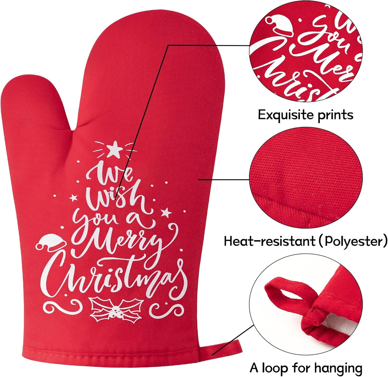GROBRO7 6Pcs Christmas Oven Mitts Pot Holders Machine WashablePersonalized for Holidays