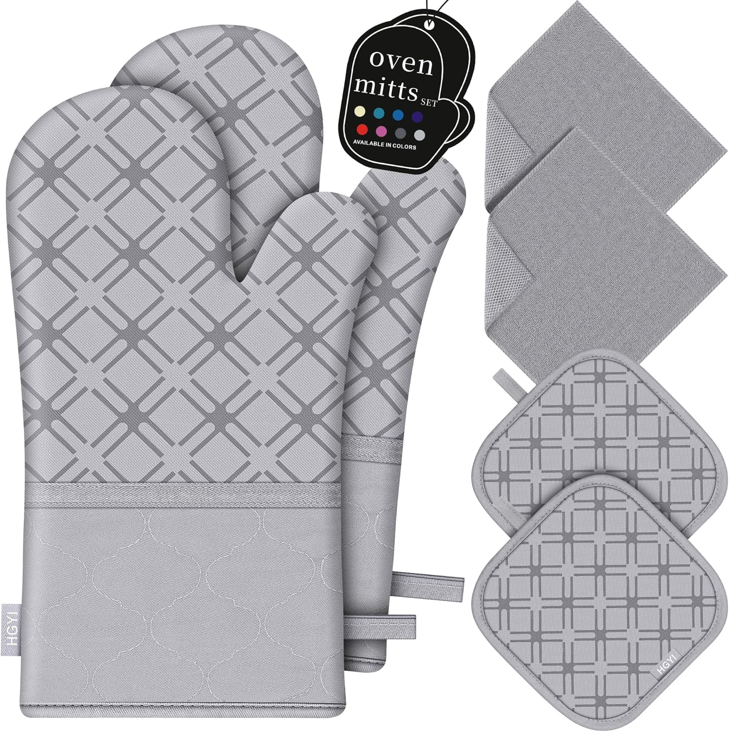 6-Piece Oven Mitts Set Heat-Resistant Premium Soft