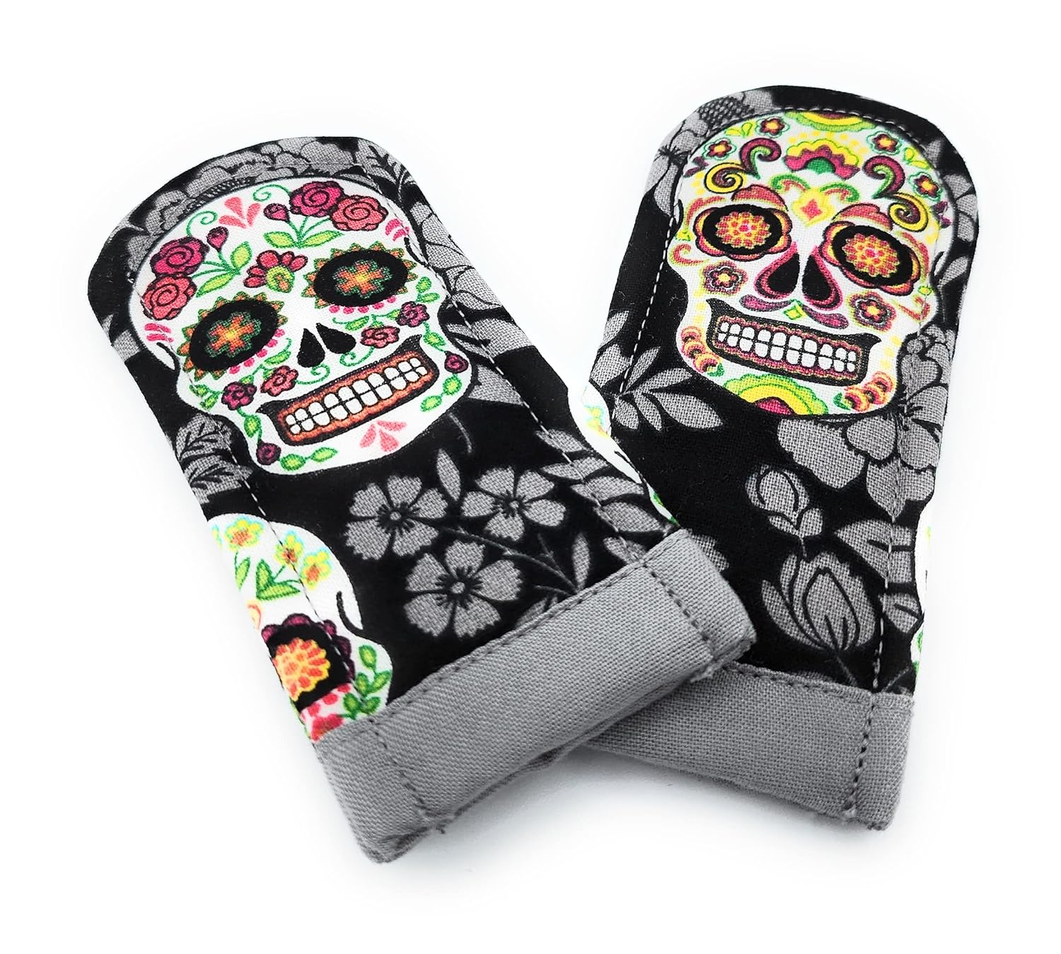 Da de Muerto Pot Holder Pair Cast Iron Pots Skillets Handle Mitts