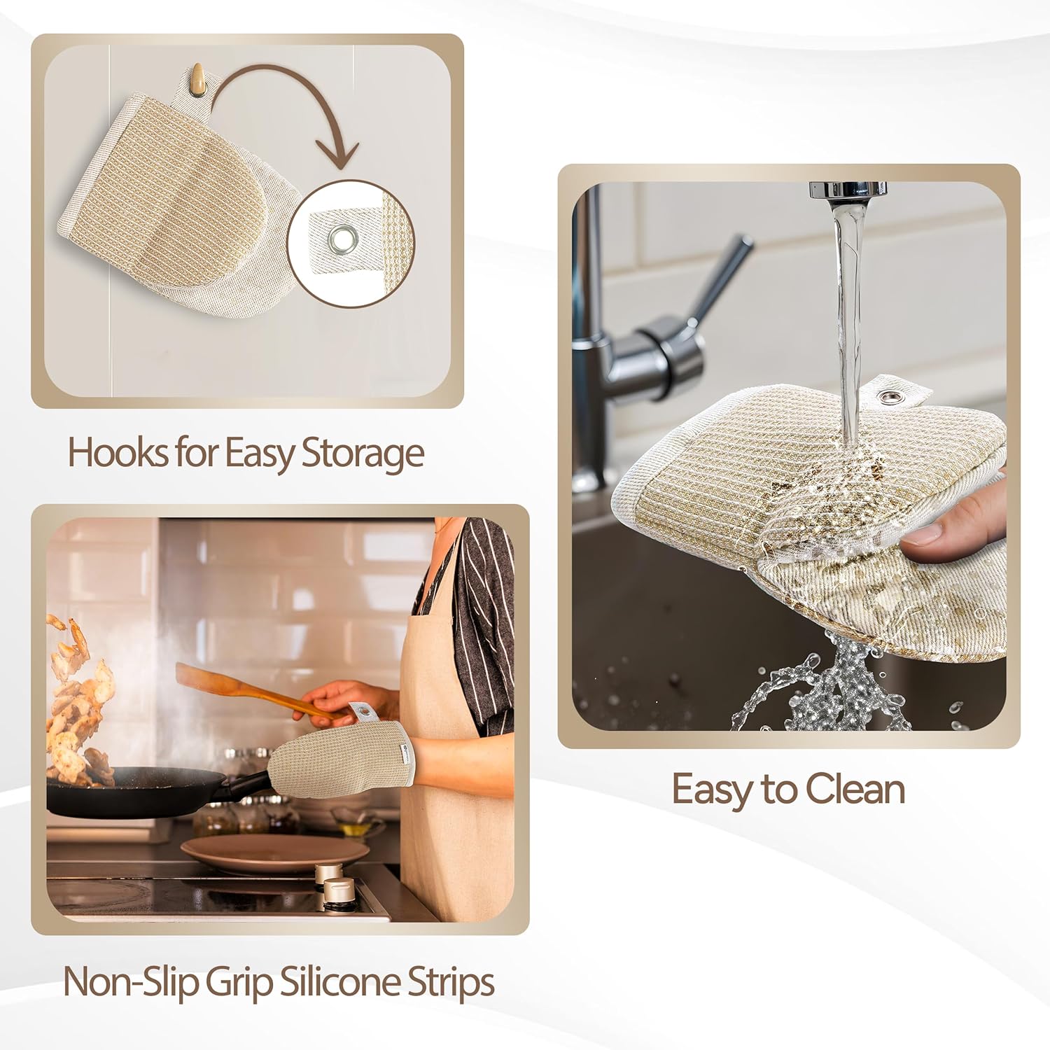 Casa Platino Mini Oven Mitts Silicone Pot Holders Set - Heat-Resistant KitchenEssentials
