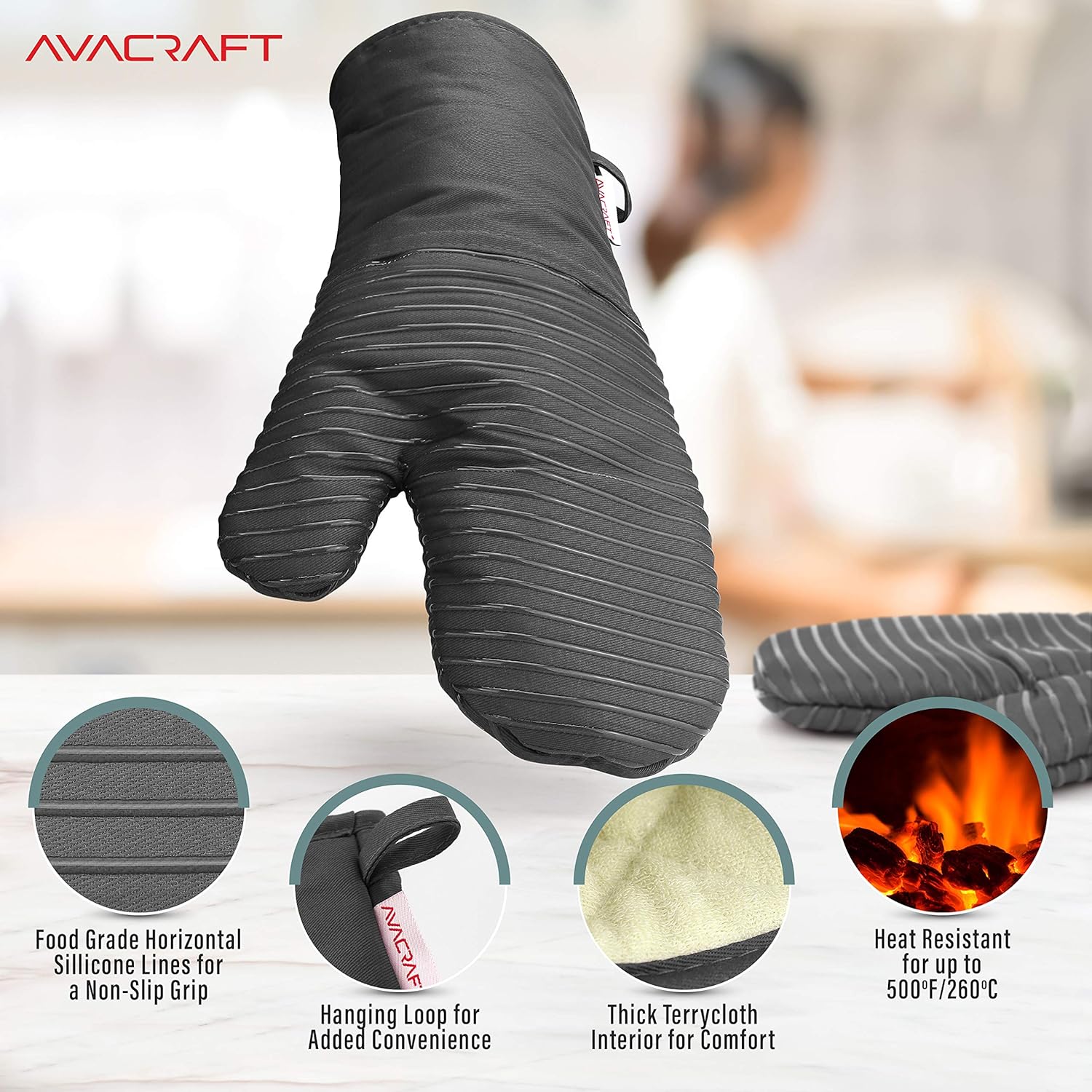 Thick Heat-Resistant Oven Mitts
