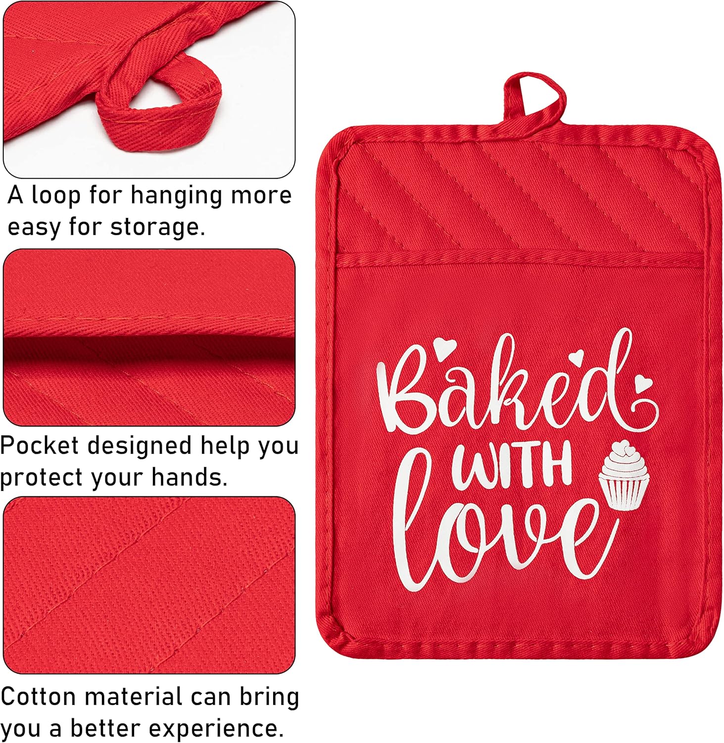 5-Piece Heat-Resistant Baking Potholders for Kitchen