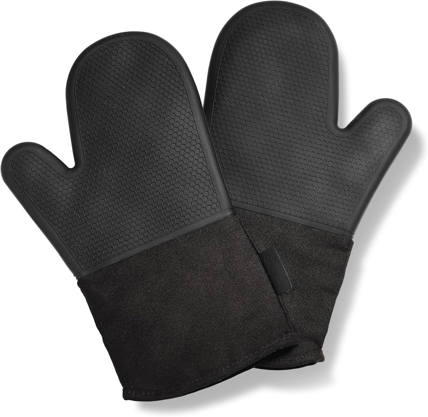 HexClad Silicone Oven Mitt Set 2-Piece Heat Resistant 500F Black