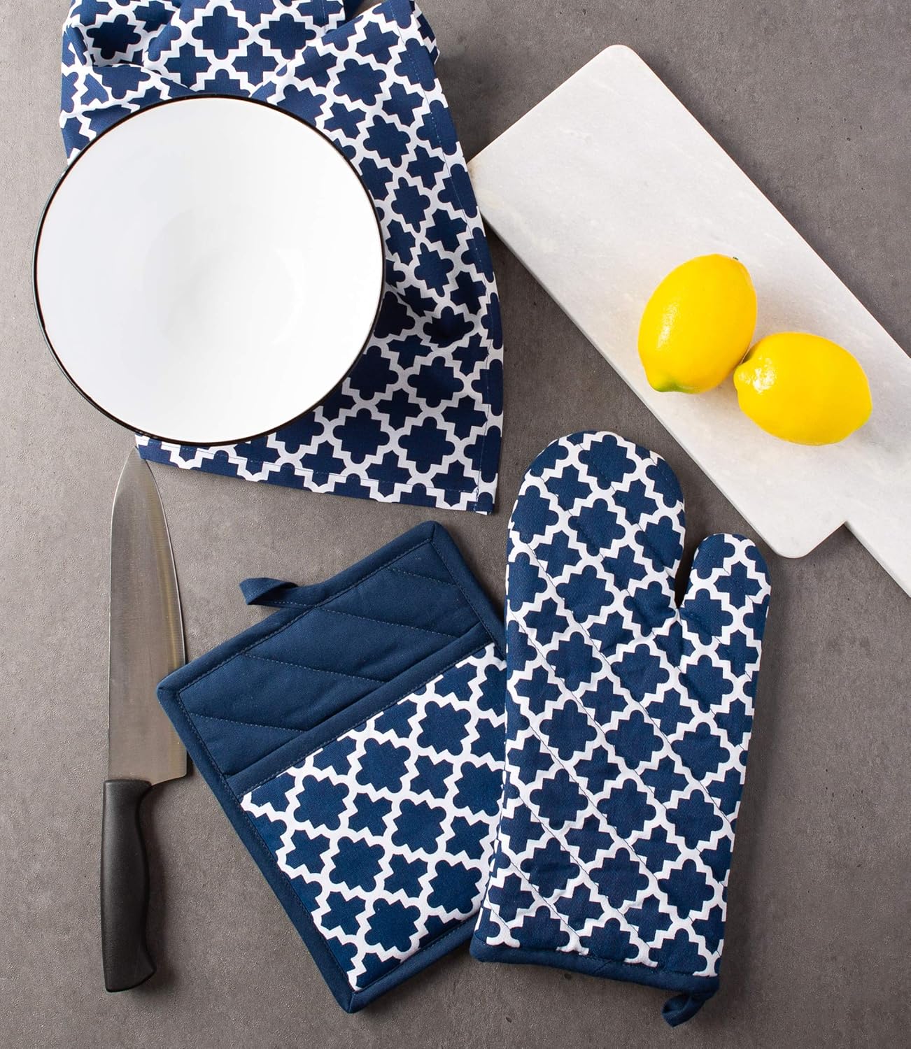 DII Lattice Potholder Oven Mitt Set