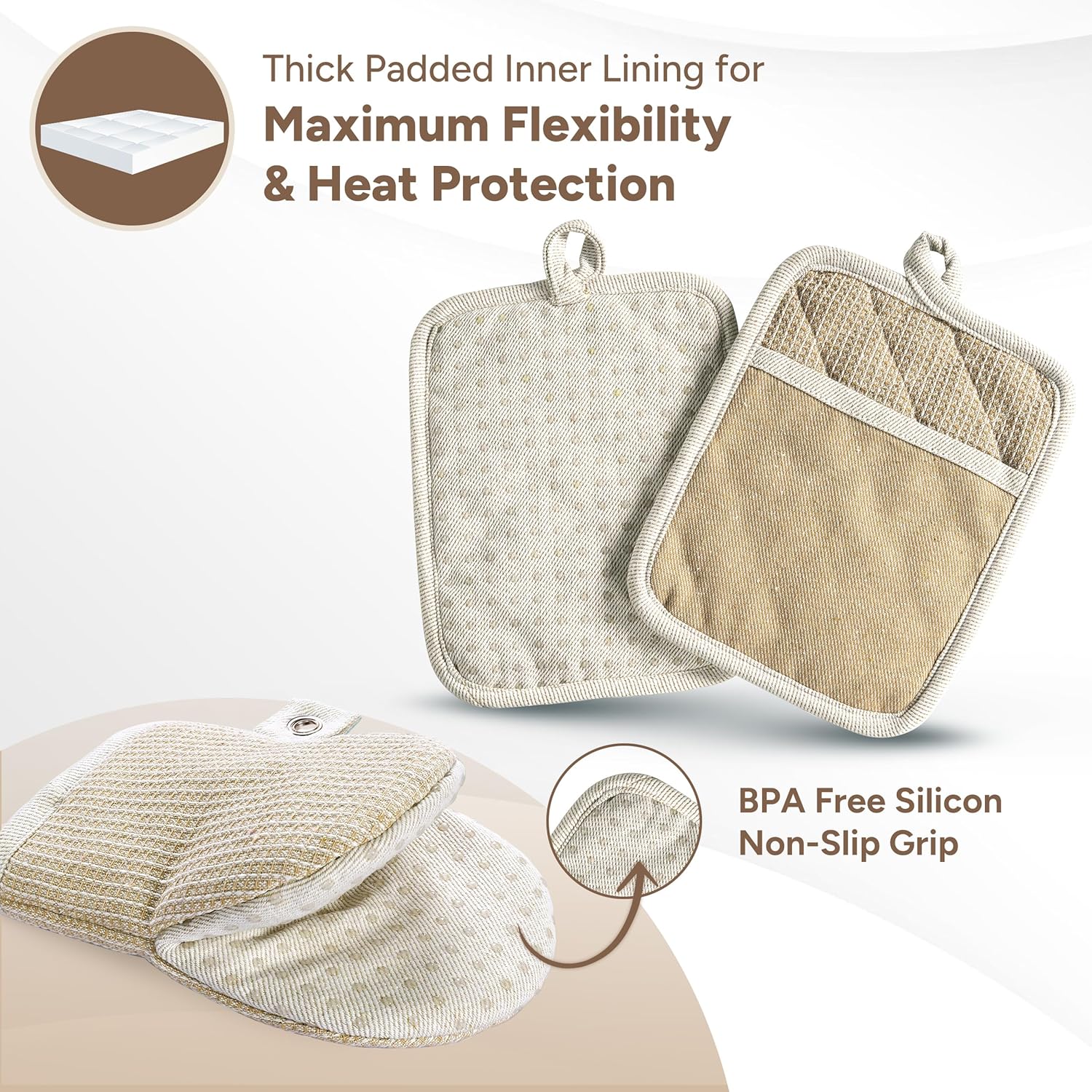 Casa Platino Mini Oven Mitts Silicone Pot Holders Set - Heat-Resistant KitchenEssentials