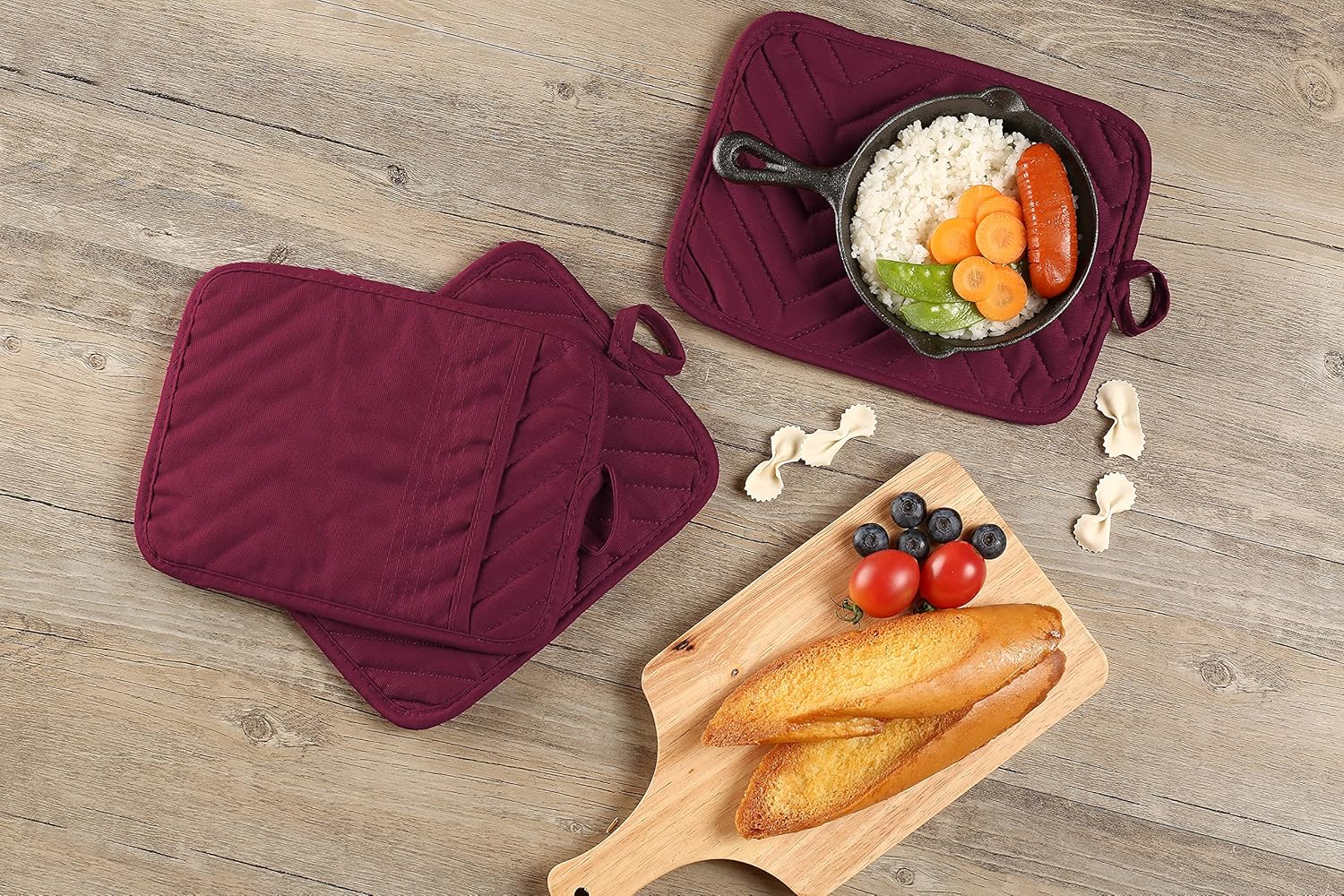 7x9 Red Oven Pot Holder with Pocket Heat-Resistant Cotton Potholder