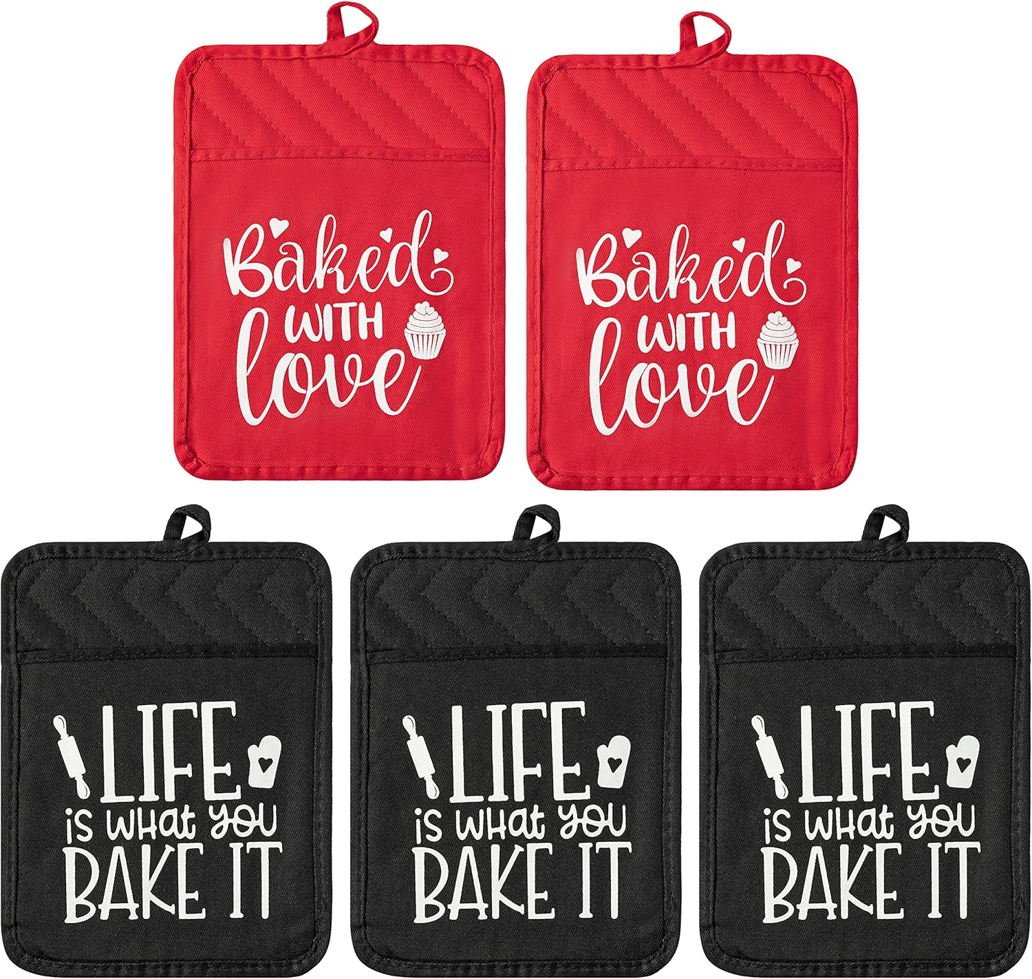5-Piece Heat-Resistant Baking Potholders for Kitchen